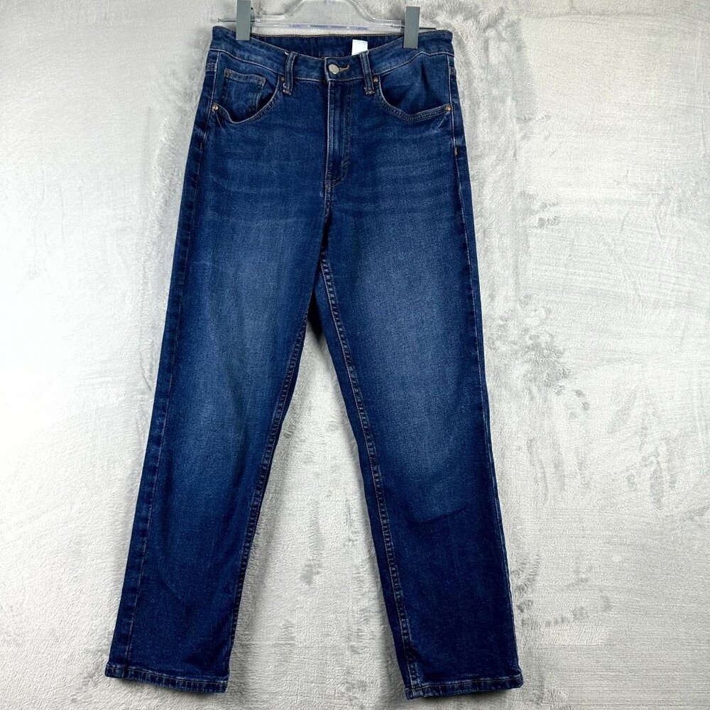& Denim Women's Straight Length Ankle Jeans High Waist Mid Rise Blue Size 8